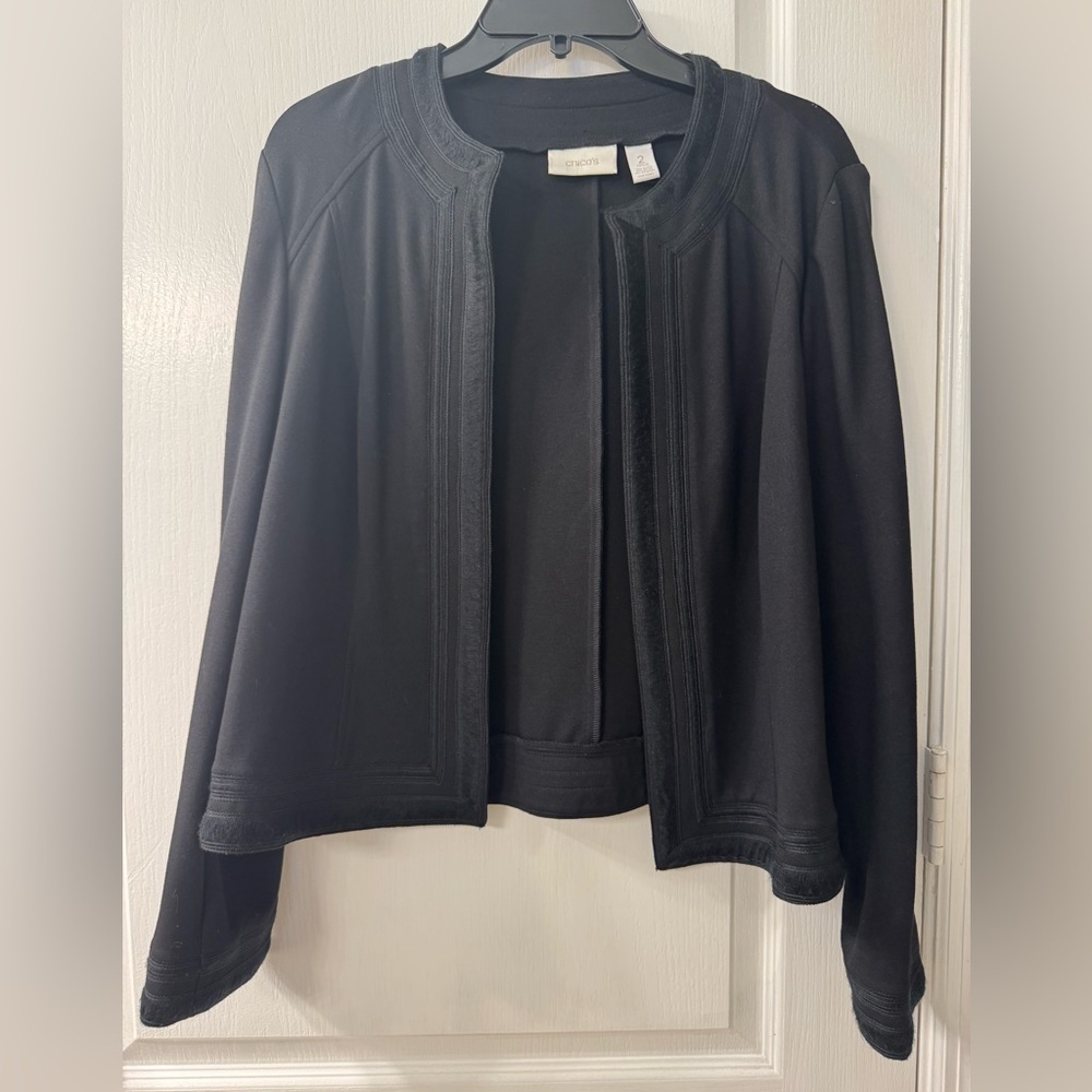 Chico's Black Jacket Elegant Open-Front Design